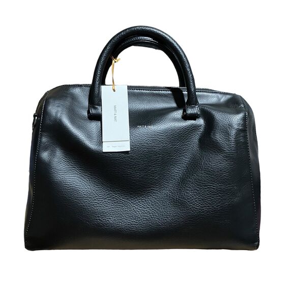 Matt And Nat Vegan Black Leather Boston Bag Travel Satchel Doctor Handbag - Picture 4 of 15